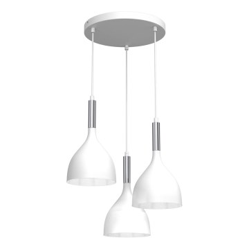 Hanglamp aan een koord NOAK 3xE27/15W/230V wit/glanzend chroom