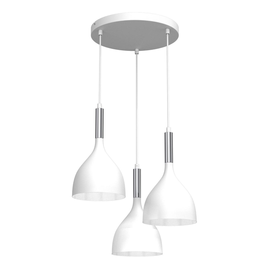 Hanglamp aan een koord NOAK 3xE27/15W/230V wit/glanzend chroom