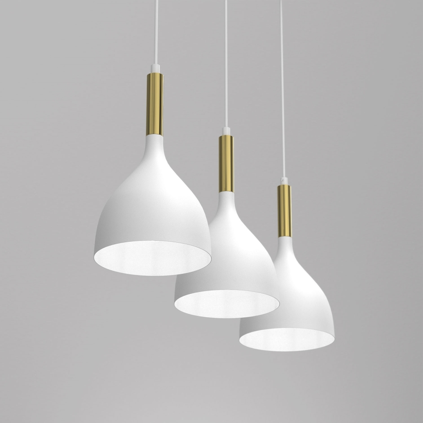 Hanglamp aan een koord NOAK 3xE27/15W/230V wit/goud