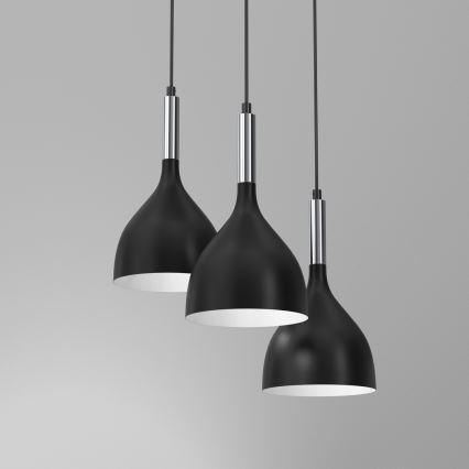 Hanglamp aan een koord NOAK 3xE27/15W/230V zwart/glanzend chroom