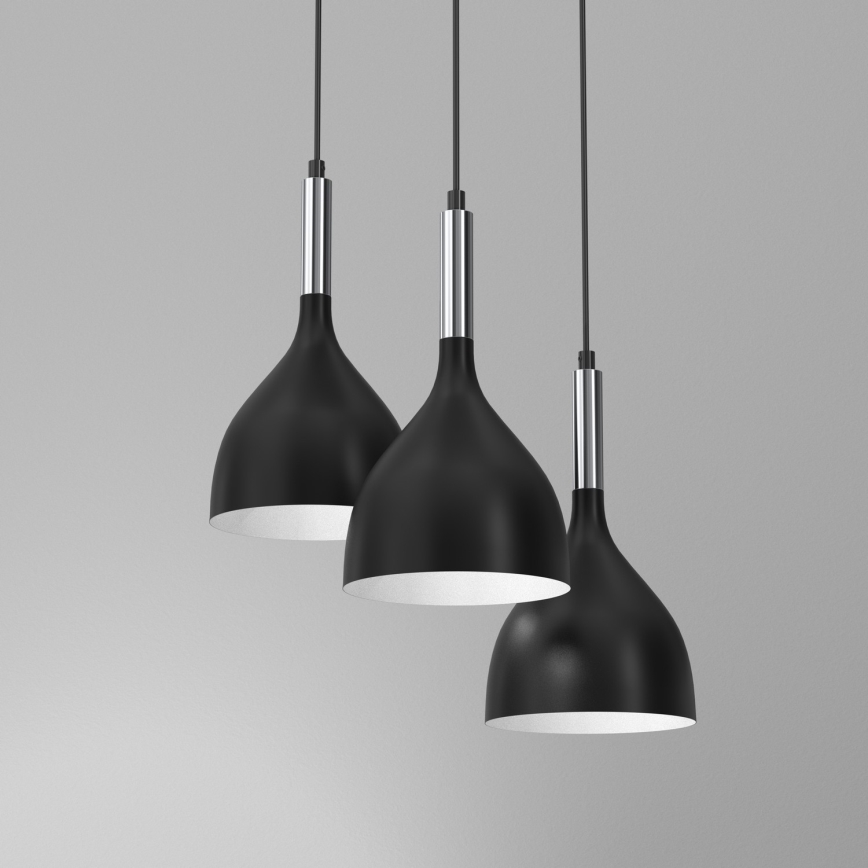 Hanglamp aan een koord NOAK 3xE27/15W/230V zwart/glanzend chroom