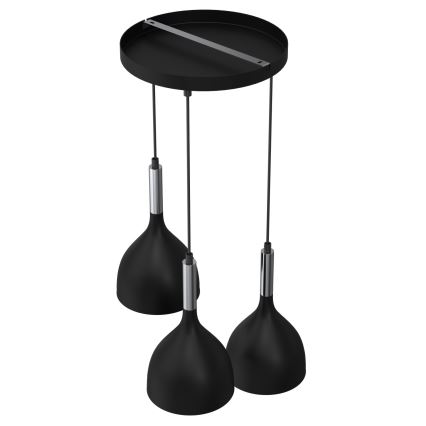 Hanglamp aan een koord NOAK 3xE27/15W/230V zwart/glanzend chroom