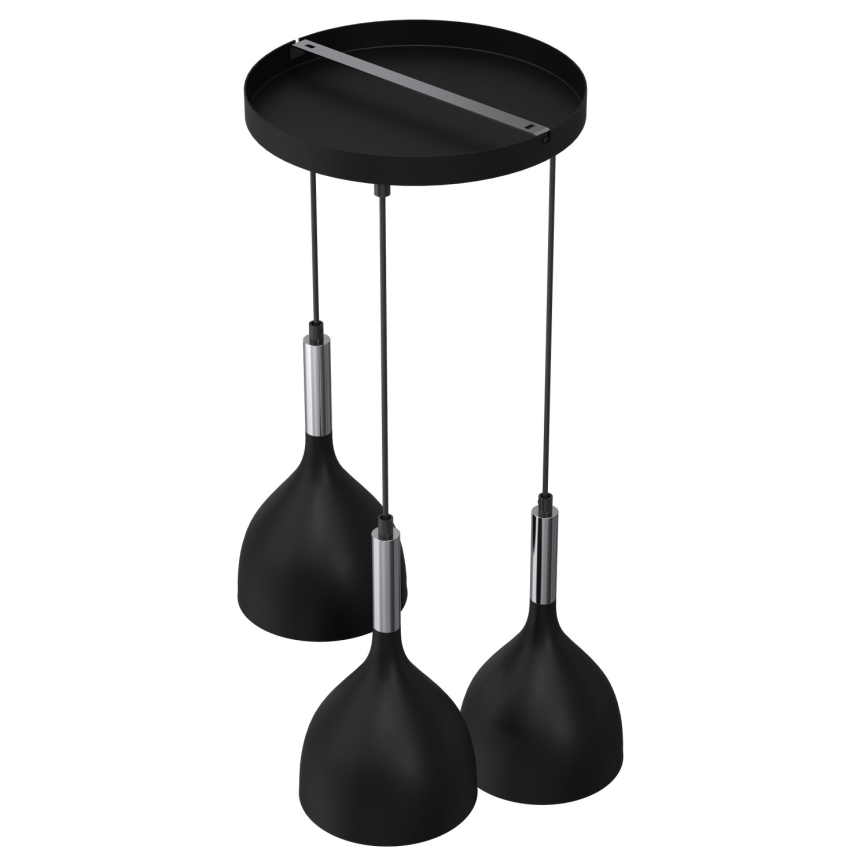 Hanglamp aan een koord NOAK 3xE27/15W/230V zwart/glanzend chroom