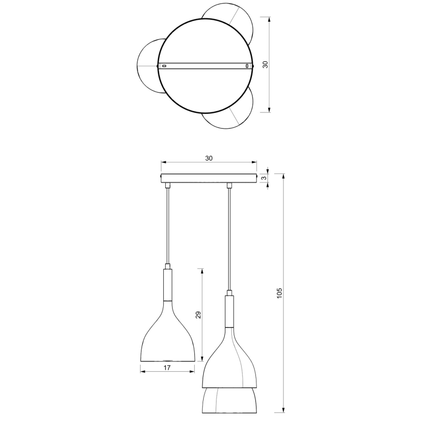 Hanglamp aan een koord NOAK 3xE27/15W/230V zwart/glanzend chroom