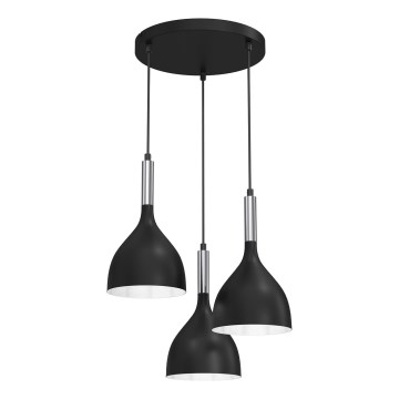 Hanglamp aan een koord NOAK 3xE27/15W/230V zwart/glanzend chroom