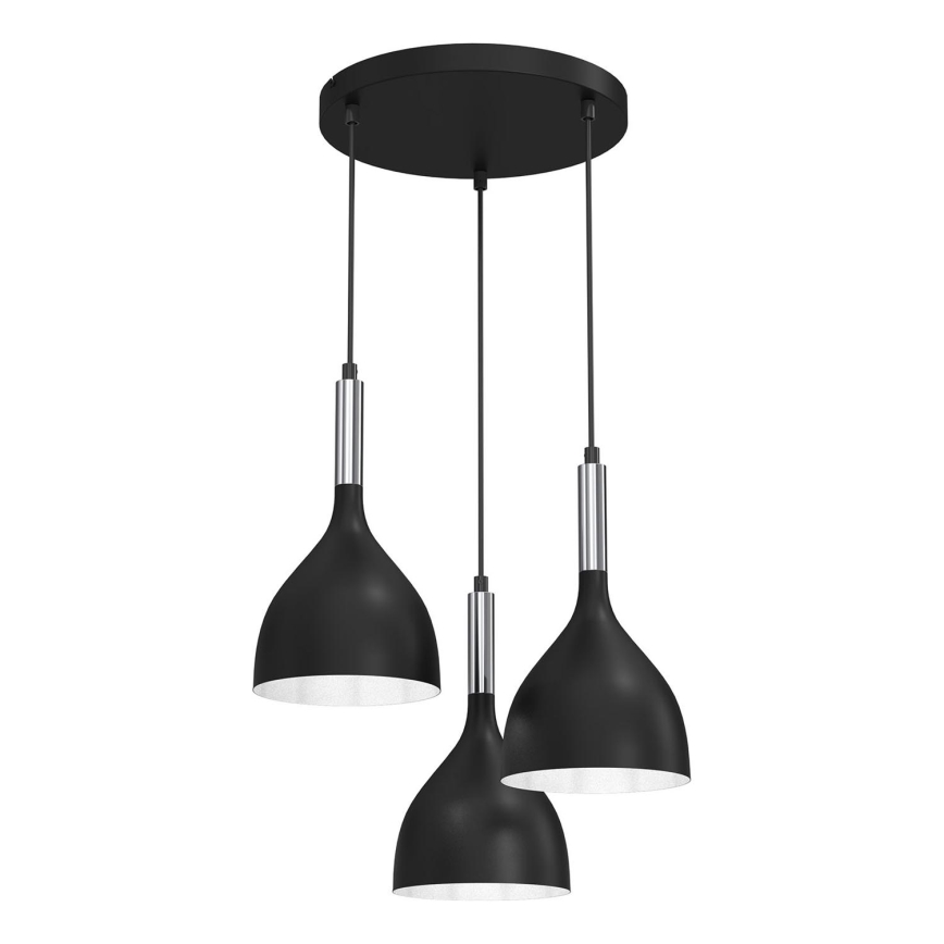 Hanglamp aan een koord NOAK 3xE27/15W/230V zwart/glanzend chroom