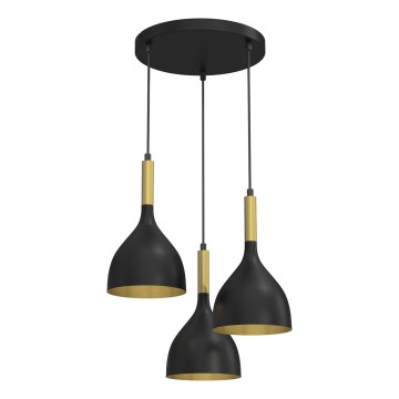 Hanglamp aan een koord NOAK 3xE27/15W/230V zwart/goud