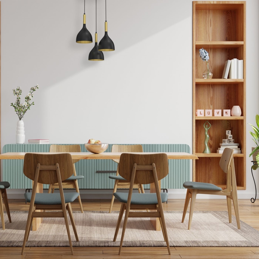 Hanglamp aan een koord NOAK 3xE27/15W/230V zwart/goud
