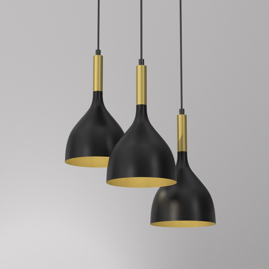 Hanglamp aan een koord NOAK 3xE27/15W/230V zwart/goud