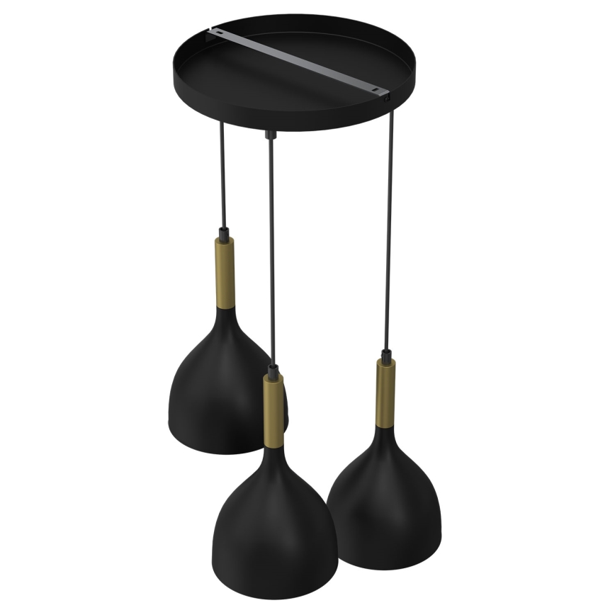 Hanglamp aan een koord NOAK 3xE27/15W/230V zwart/goud