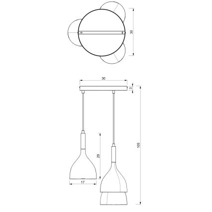Hanglamp aan een koord NOAK 3xE27/15W/230V zwart/goud
