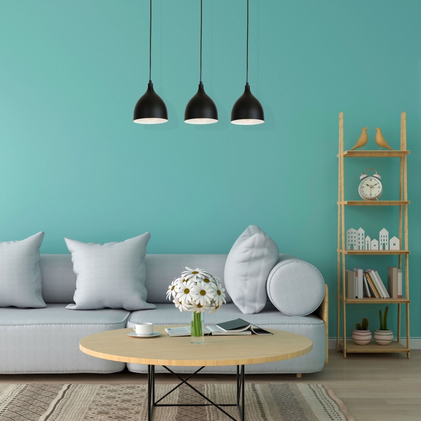 Hanglamp aan een koord NOAK 3xE27/15W/230V zwart
