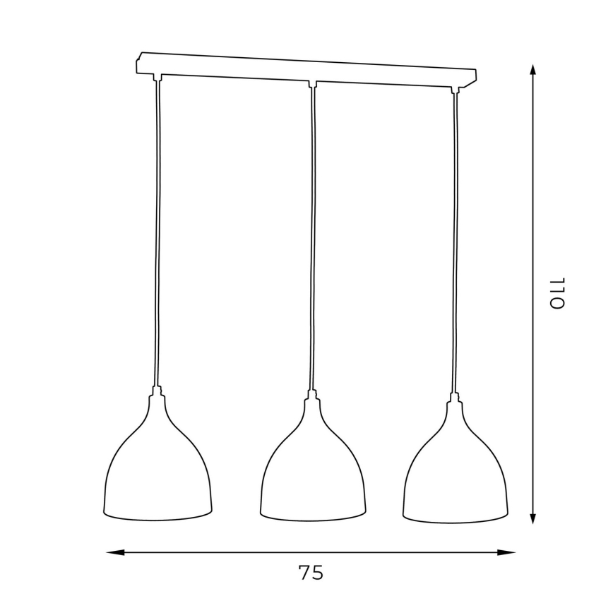 Hanglamp aan een koord NOAK 3xE27/15W/230V zwart