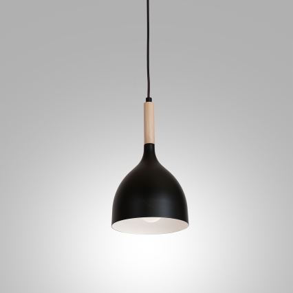 Hanglamp aan een koord NOAK WOOD 1xE27/15W/230V zwart/beuken