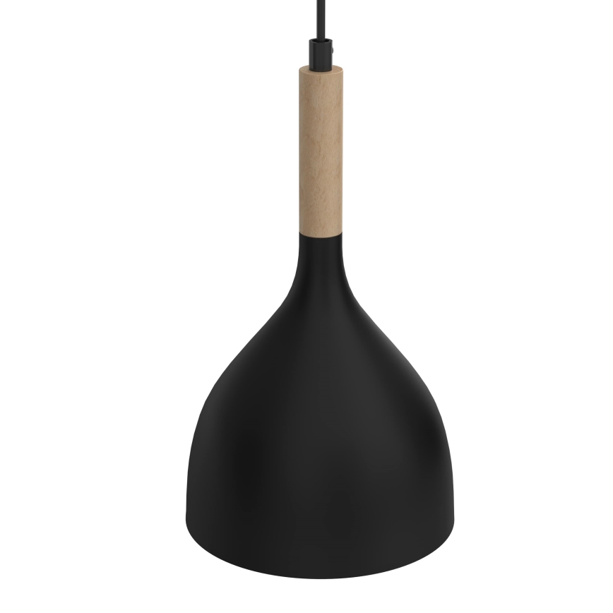 Hanglamp aan een koord NOAK WOOD 2xE27/15W/230V zwart/beuken