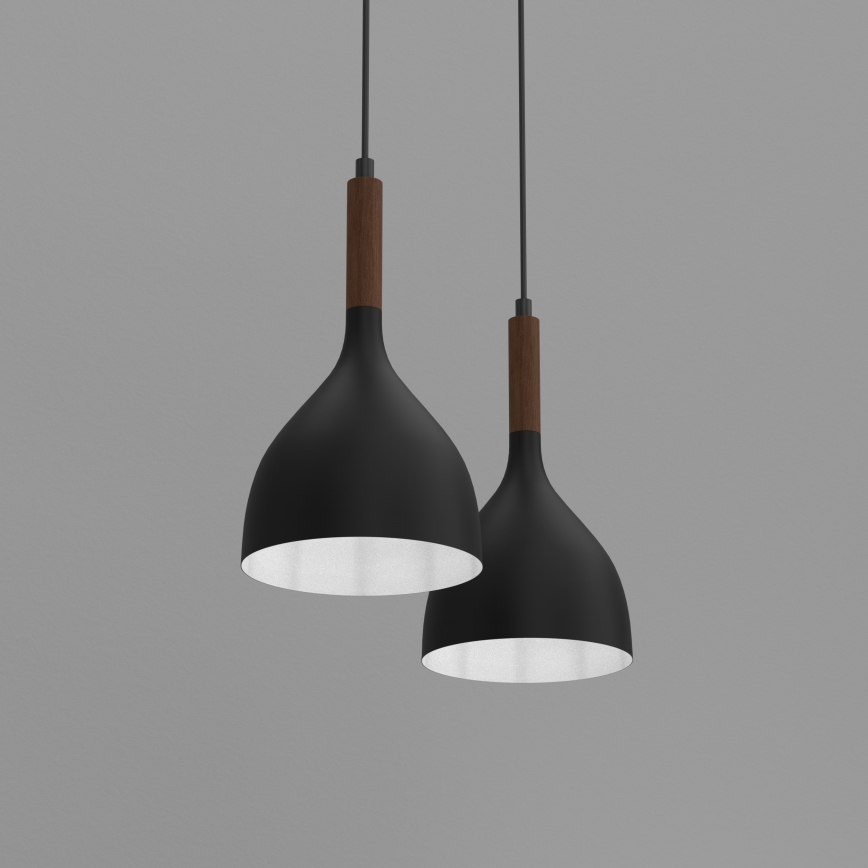 Hanglamp aan een koord NOAK WOOD 2xE27/15W/230V zwart/beuken