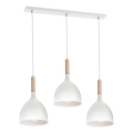 Hanglamp aan een koord NOAK WOOD 3xE27/15W/230V wit/beuken