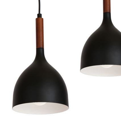 Hanglamp aan een koord NOAK WOOD 3xE27/15W/230V zwart/beuken