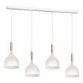 Hanglamp aan een koord NOAK WOOD 4xE27/15W/230V wit/beuken
