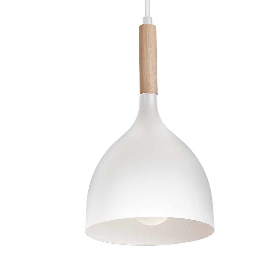 Hanglamp aan een koord NOAK WOOD 4xE27/15W/230V wit/beuken
