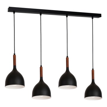 Hanglamp aan een koord NOAK WOOD 4xE27/15W/230V zwart/beuken