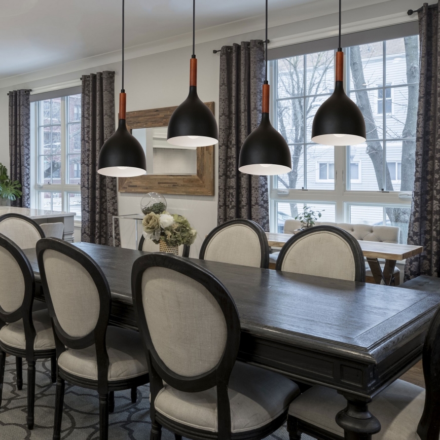 Hanglamp aan een koord NOAK WOOD 4xE27/15W/230V zwart/beuken