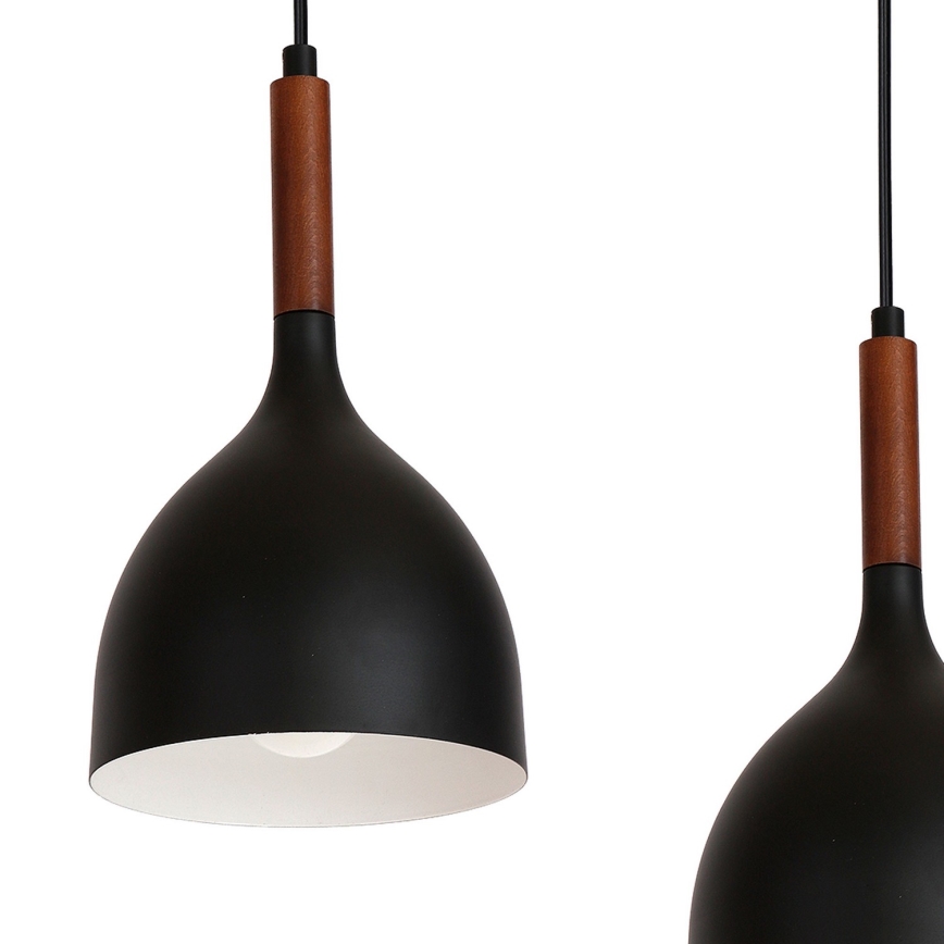 Hanglamp aan een koord NOAK WOOD 4xE27/15W/230V zwart/beuken