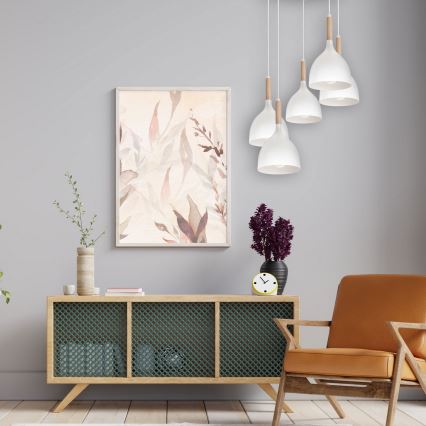Hanglamp aan een koord NOAK WOOD 5xE27/15W/230V wit/beuken