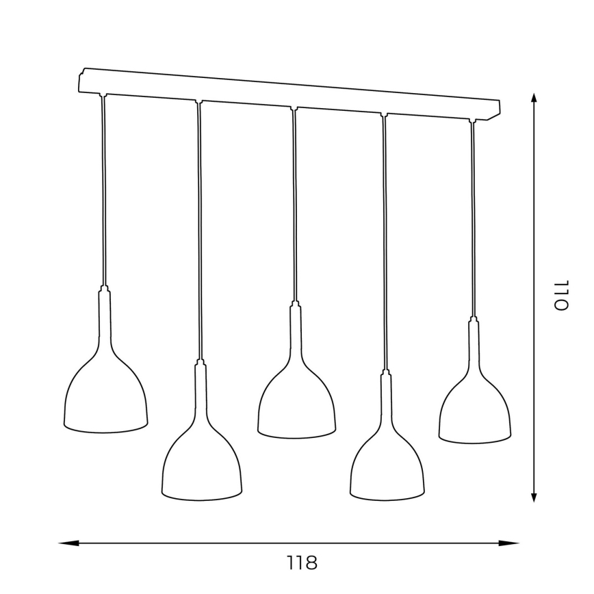 Hanglamp aan een koord NOAK WOOD 5xE27/15W/230V zwart/beuken
