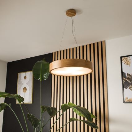 Hanglamp aan een koord OAK 3xE27/60W/230V eiken ø 47,5 cm - FSC gecertificeerd