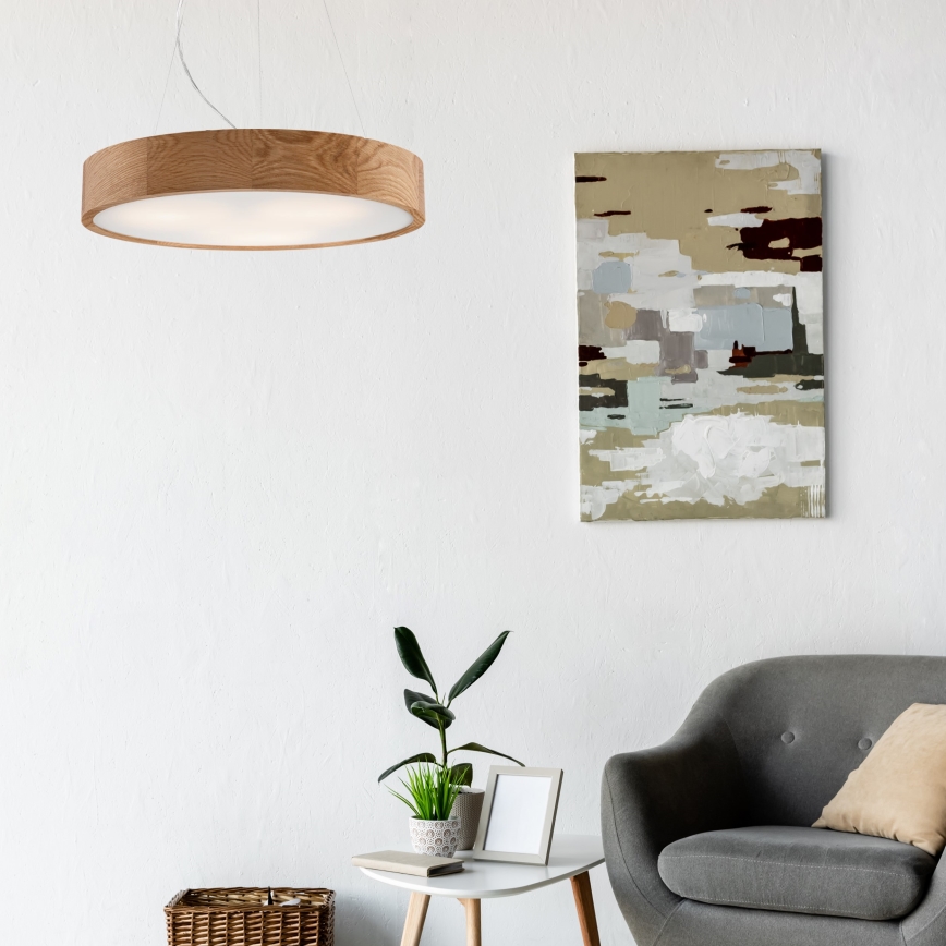 Hanglamp aan een koord OAK 3xE27/60W/230V eiken ø 47,5 cm - FSC gecertificeerd