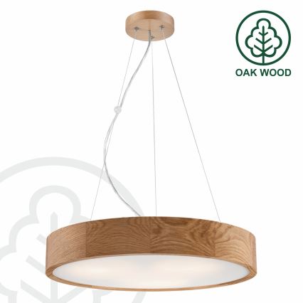 Hanglamp aan een koord OAK 3xE27/60W/230V eiken ø 47,5 cm - FSC gecertificeerd