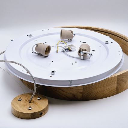 Hanglamp aan een koord OAK 3xE27/60W/230V eiken ø 47,5 cm - FSC gecertificeerd