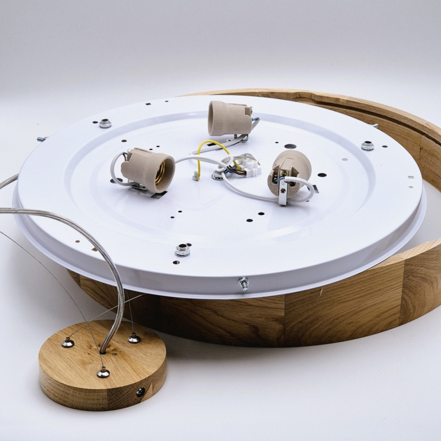 Hanglamp aan een koord OAK 3xE27/60W/230V eiken ø 47,5 cm - FSC gecertificeerd