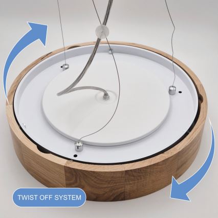 Hanglamp aan een koord OAK 3xE27/60W/230V eiken ø 47,5 cm - FSC gecertificeerd