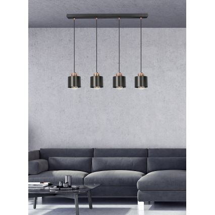 Hanglamp aan een koord OLENA 4xE27/60W/230V zwart