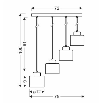 Hanglamp aan een koord OLENA 4xE27/60W/230V zwart