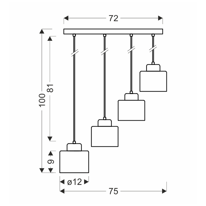 Hanglamp aan een koord OLENA 4xE27/60W/230V zwart