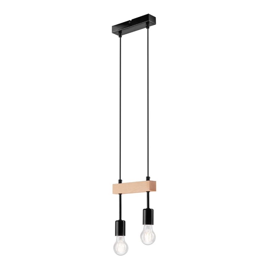 Hanglamp aan een koord ORAZIO 2xE27/60W/230V beuken