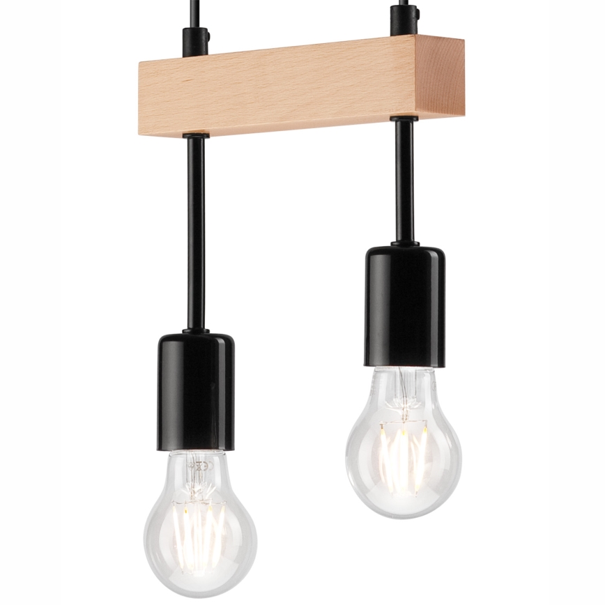 Hanglamp aan een koord ORAZIO 2xE27/60W/230V beuken