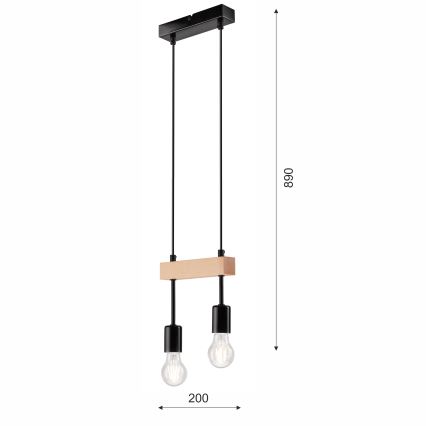 Hanglamp aan een koord ORAZIO 2xE27/60W/230V beuken