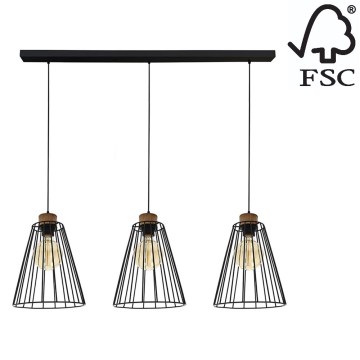 Hanglamp aan een koord ORAZIO 3xE27/60W/230V eiken - FSC-gecertificeerd