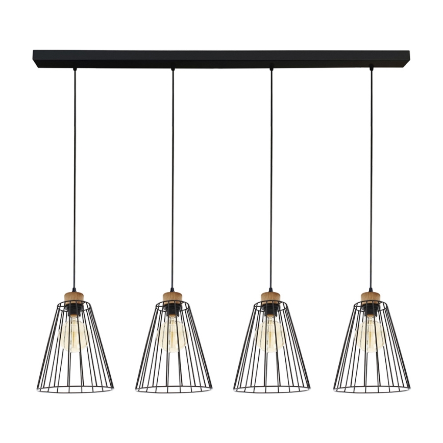 Hanglamp aan een koord ORAZIO 4xE27/60W/230V eiken