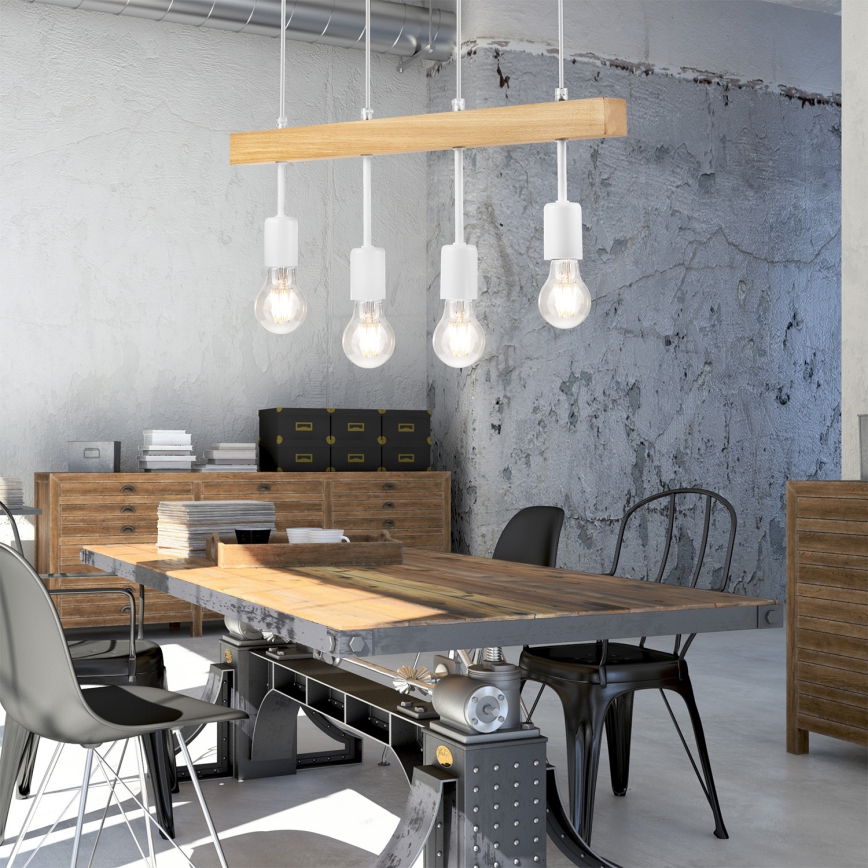 Hanglamp aan een koord ORAZIO 4xE27/60W/230V beuken