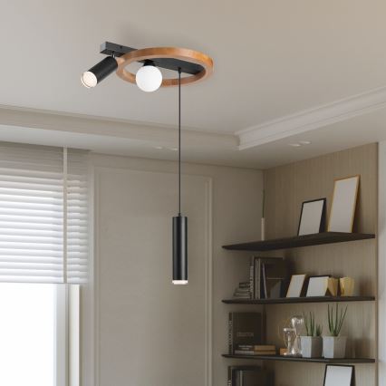 Hanglamp aan een koord OTIS 1xG9/5W/230V + 2xE27/15W/230V eiken