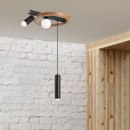 Hanglamp aan een koord OTIS 1xG9/5W/230V + 2xE27/15W/230V eiken