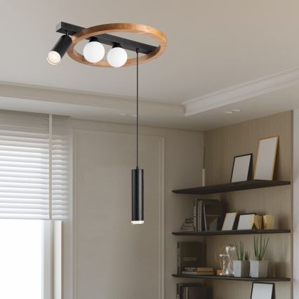 Hanglamp aan een koord OTIS 2xG9/5W/230V + 2xE27/15W/230V eiken