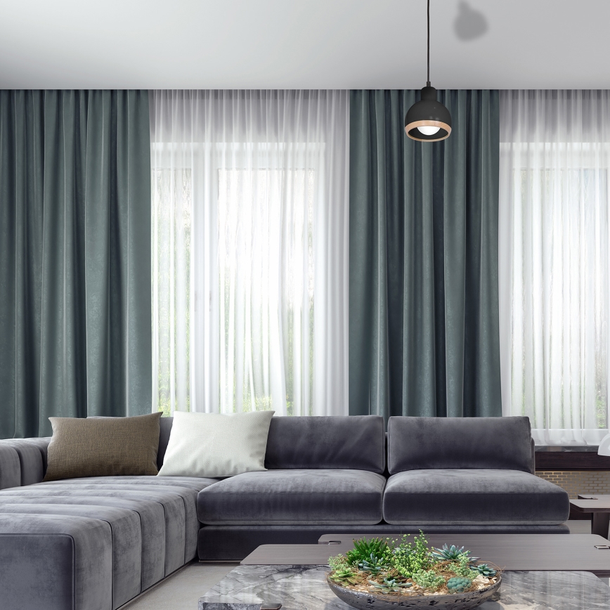 Hanglamp aan een koord OVAL 1xE27/60W/230V zwart
