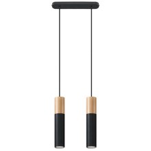 Hanglamp aan een koord PABLO 2xGU10/40W/230V zwart/beuken