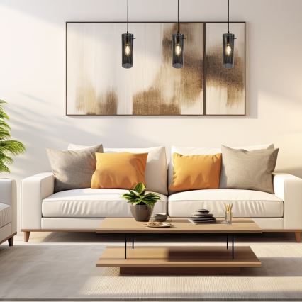Hanglamp aan een koord PADOVA 3xE27/15W/230V zwart